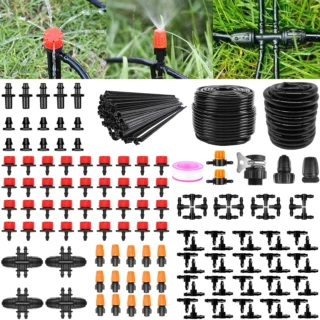 HXXF Drip Irrigation Kit, 132FT/40M+33FT/10M Drip Irrigation Hose+197PCS Garden Drip Irrigation System, Automatic Irrigation Equipment for Garden Greenhouse, Flower Bed,Patio,Lawn