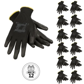 JORESTECH Safety Multi-Purpose Ultra-Thin Palm Dipped Work Gloves, Polyurethane Coated, GD-06 (L, 12 Units)