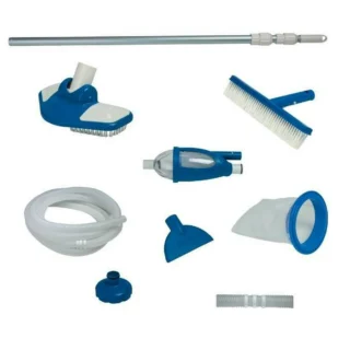 Intex: Deluxe Pool Cleaning Maintenance Kit - (28003E), Vacuum Sucks Debris, Mesh Skimmer Net, 110" Telescoping Aluminum Shaft, Included Wall Brush Attachment, Pool Accessory