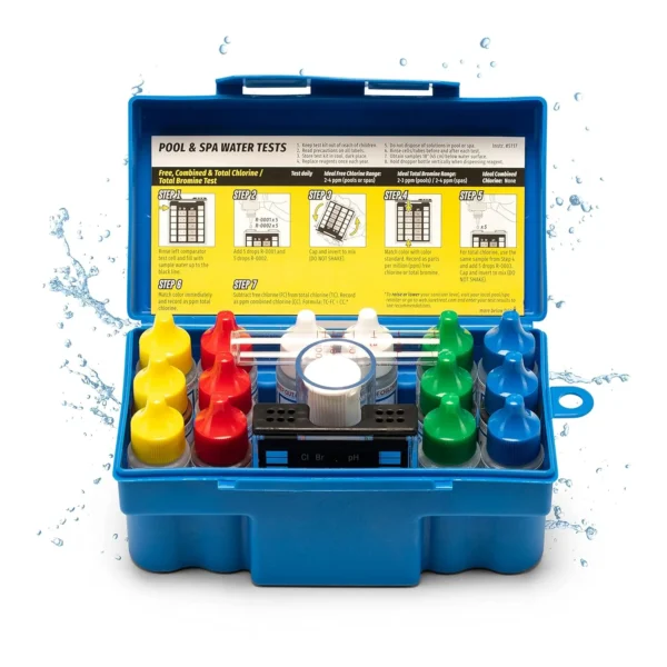 K-1005 DPD, 9-in-1 Pool Test Kit for Test Kit for Free & Total Chlorine, Bromine, pH, Acid & Base Demand, Total Alkalinity, Calcium Hardness, Cyanuric Acid | Made in The USA