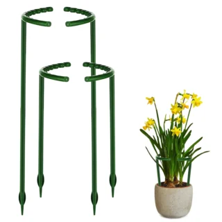 12 PCS Plastic Plant Supports for Climbing Vines and Small Potted Plants, Lightweight Garden Bonsai Tools for Clematis, Miniature Rose, Ivy, and Vegetables, 25x14.5cm/9.8"x5.7"