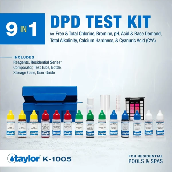 K-1005 DPD, 9-in-1 Pool Test Kit for Test Kit for Free & Total Chlorine, Bromine, pH, Acid & Base Demand, Total Alkalinity, Calcium Hardness, Cyanuric Acid | Made in The USA - Image 6