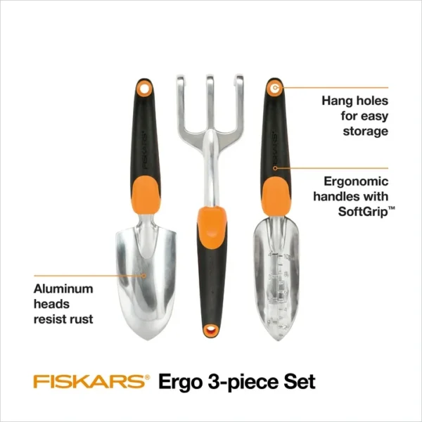 Fiskars 3-in-1 Gardening Tools - Trowel, Transplanter, Cultivator for Gardening - Lawn and Garden - Black/Orange - Image 4