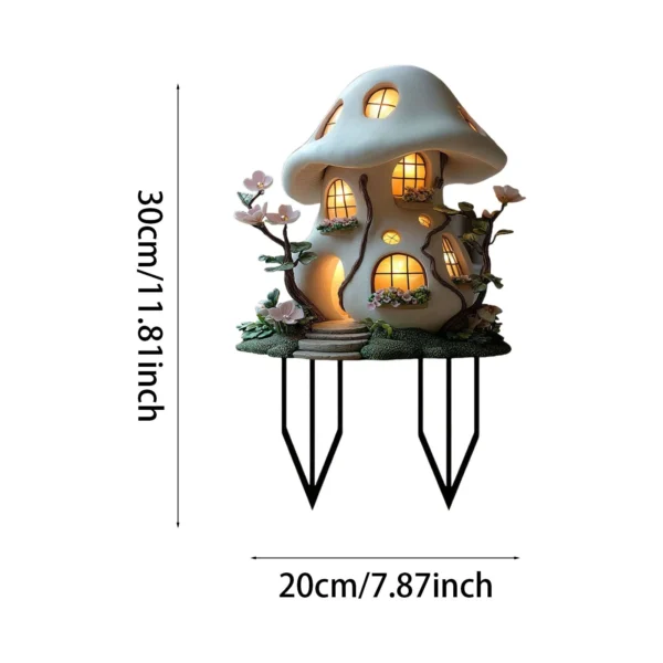 Mushroom House Garden Statue Outdoor, Solar Light Mushroom House Garden Figurines for Lawn, Balcony, Yard Decoration, Outdoor Garden Decoration - Image 4