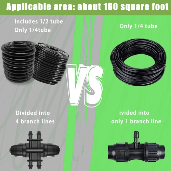 HXXF Drip Irrigation Kit, 132FT/40M+33FT/10M Drip Irrigation Hose+197PCS Garden Drip Irrigation System, Automatic Irrigation Equipment for Garden Greenhouse, Flower Bed,Patio,Lawn - Image 5