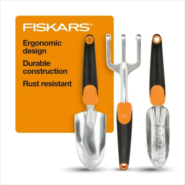 Fiskars 3-in-1 Gardening Tools - Trowel, Transplanter, Cultivator for Gardening - Lawn and Garden - Black/Orange - Image 5