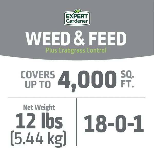 Expert Gardener Weed & Feed Plus Crabgrass Control, Lawn Fertilizer 18-0-1, 12 lb. Prevents up to 5 Months - Image 7