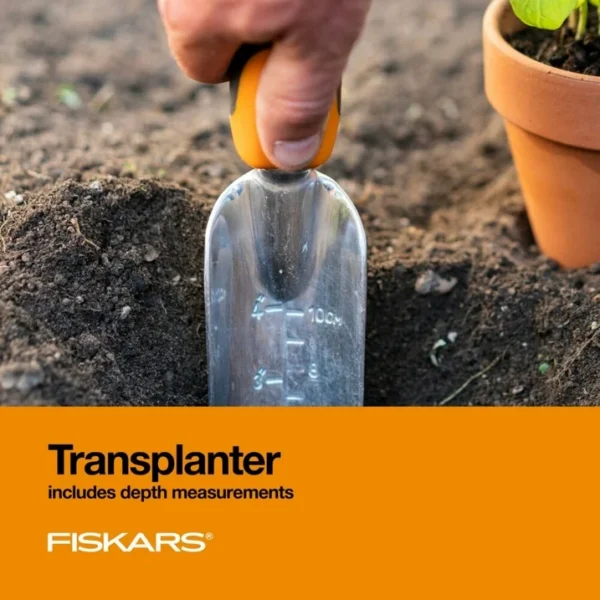 Fiskars 3-in-1 Gardening Tools - Trowel, Transplanter, Cultivator for Gardening - Lawn and Garden - Black/Orange - Image 6
