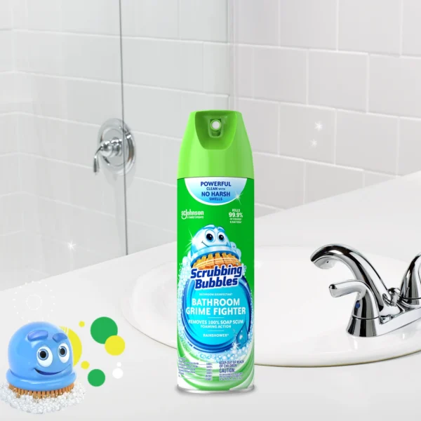 Scrubbing Bubbles Bathroom Grime Fighter Disinfe Countant Cleaner Aerosol, Rainshower, 20 oz, 1 Counte - Image 3