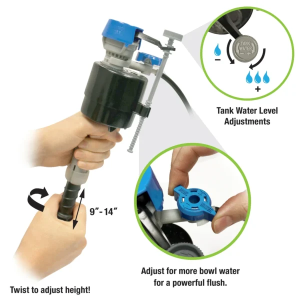 Fluidmaster K-400H-039 PerforMAX Toilet Fill Valve and 2" Flapper Repair Kit, Plastic, 1-Pack, Height 13.9in - Image 7