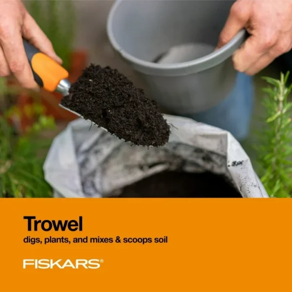 Fiskars 3-in-1 Gardening Tools - Trowel, Transplanter, Cultivator for Gardening - Lawn and Garden - Black/Orange - Image 7