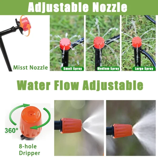 HXXF Drip Irrigation Kit, 132FT/40M+33FT/10M Drip Irrigation Hose+197PCS Garden Drip Irrigation System, Automatic Irrigation Equipment for Garden Greenhouse, Flower Bed,Patio,Lawn - Image 2