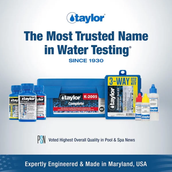 K-1005 DPD, 9-in-1 Pool Test Kit for Test Kit for Free & Total Chlorine, Bromine, pH, Acid & Base Demand, Total Alkalinity, Calcium Hardness, Cyanuric Acid | Made in The USA - Image 2