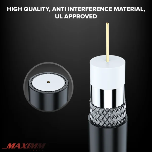 Coaxial Cable RG6, with a Right Angle 90° Connector, 6 ft, 2 Pack, Coax Cable F-Type Triple Shielded Coax Cable 6 Feet (Black) - Image 2