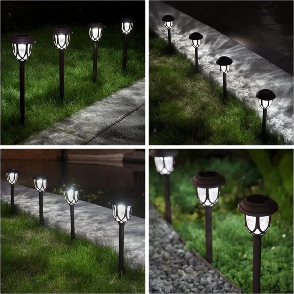 10 Pack Solar Lights Outdoor Decorative, Solar Pathway Lights Outdoor, Solar Powered Garden Yard Lights for Walkway Sidewalk Driveway. (Brown, Cool White) - Image 4