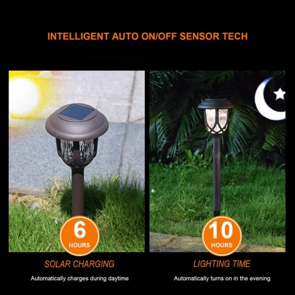 10 Pack Solar Lights Outdoor Decorative, Solar Pathway Lights Outdoor, Solar Powered Garden Yard Lights for Walkway Sidewalk Driveway. (Brown, Cool White) - Image 2