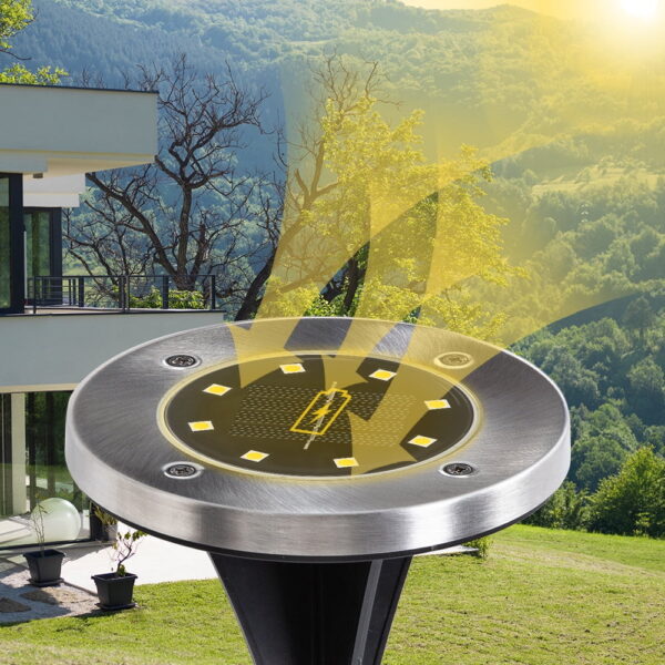 Cowin 8 Pack Solar Ground Lights 8 LED Solar Lights Outdoor Solar Powered Garden Lights Waterproof in-Ground Disk Lights for Patio Pathway Garden Lawn Yard Driveway Deck Walkway - Image 5