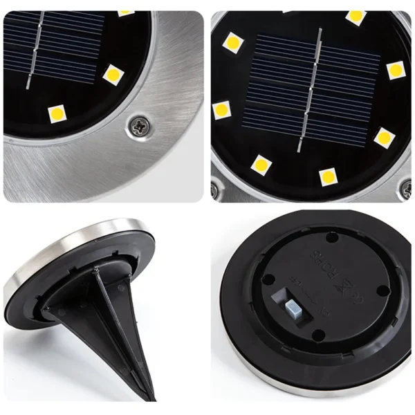 Cowin 8 Pack Solar Ground Lights 8 LED Solar Lights Outdoor Solar Powered Garden Lights Waterproof in-Ground Disk Lights for Patio Pathway Garden Lawn Yard Driveway Deck Walkway - Image 3